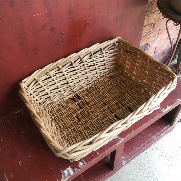 9669 VTG Heavy Woven Towel quilt throw Storage Basket Pet Bed Tan Rectangle - Picture 13 of 14